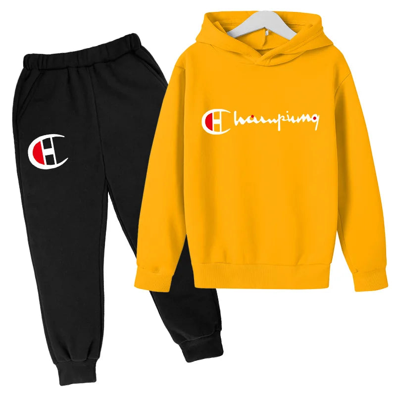 2023 Children's Spring and Autumn Hoodie Suit Boys Outdoor Sports Clothes Girls Jogging Hoodie + Trousers Clothing Coat