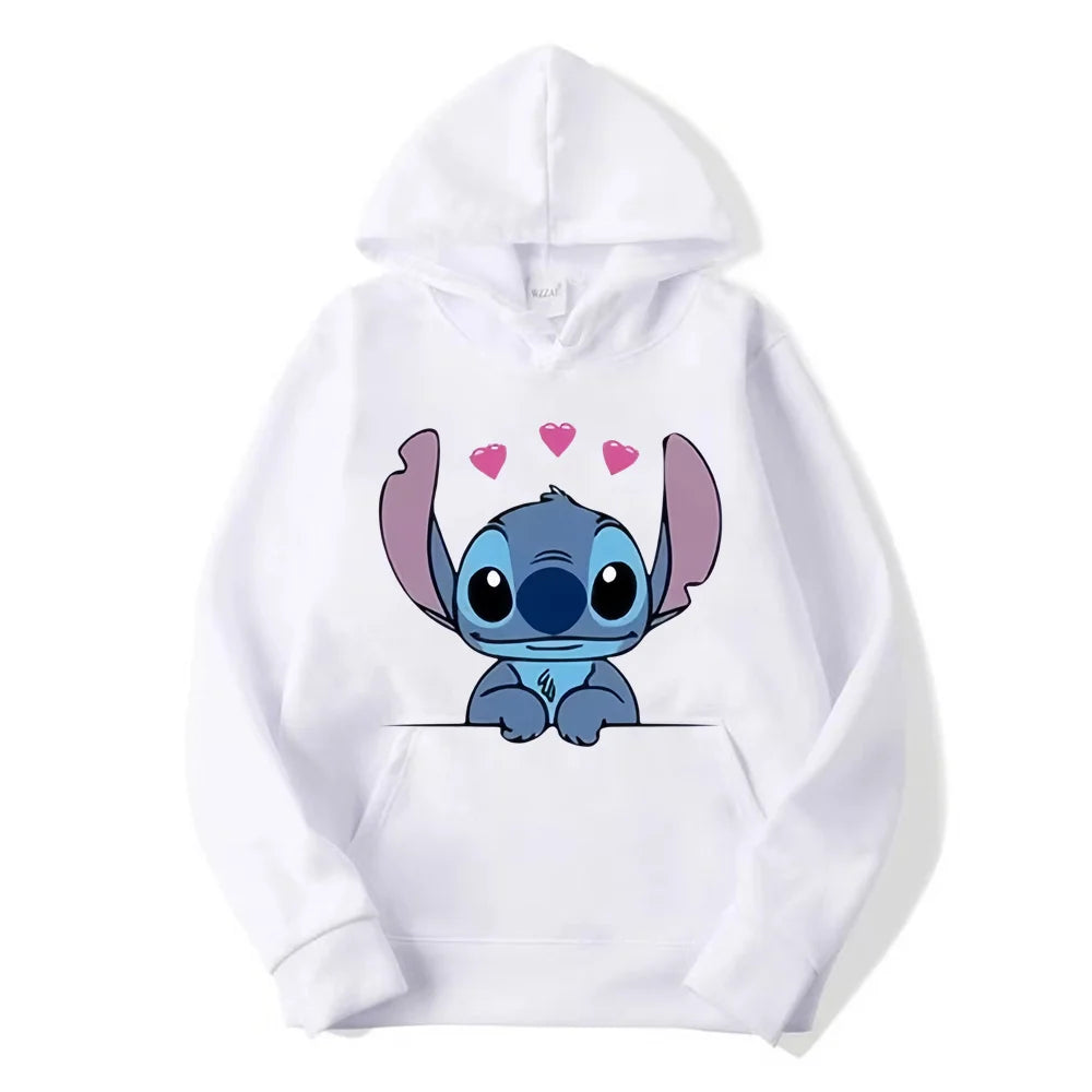 Halloween Costumes Women Warm Winter Jacket Women Disney Lilo & Stitch Pattern Sweatshirt Harajuku Style Women Oversized Hoodie