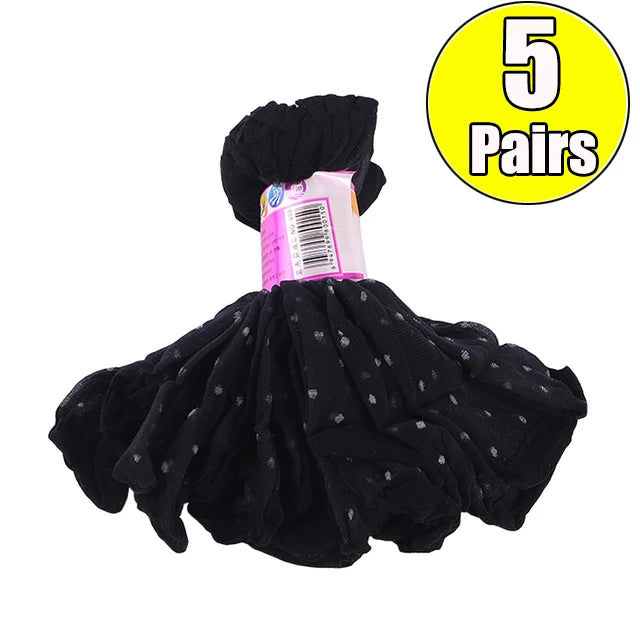 Black Dot Transparent Socks Ultra-thin Elastic Women Crystal Silk Socks Nylon Fashion Ladies Summer Short Ankle Socks