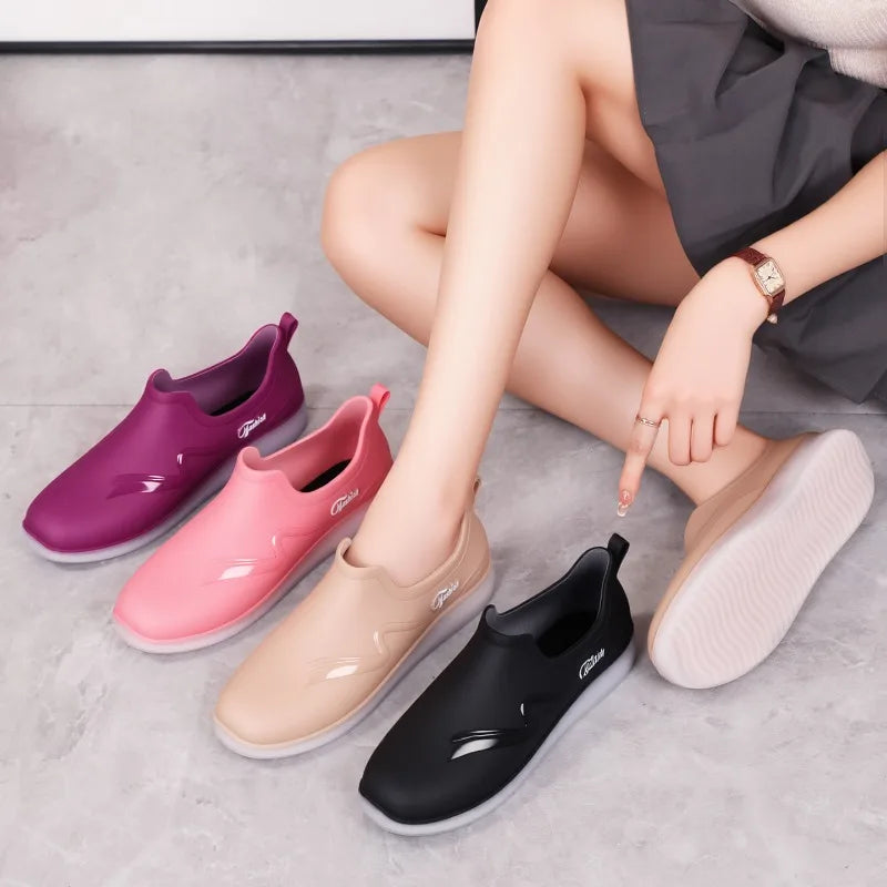 Low-top Rain Shoes, Women's Summer, Flat-soled Wear-resistant, Light Rain boots