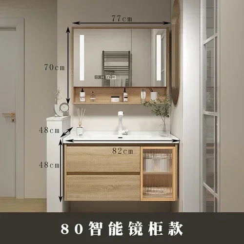 Jewelry Locker Decorations Bathroom Cabinet Small Mirror Wooden Closet Display Cabinet Shelves Washbasin Gabinetesalon Furniture