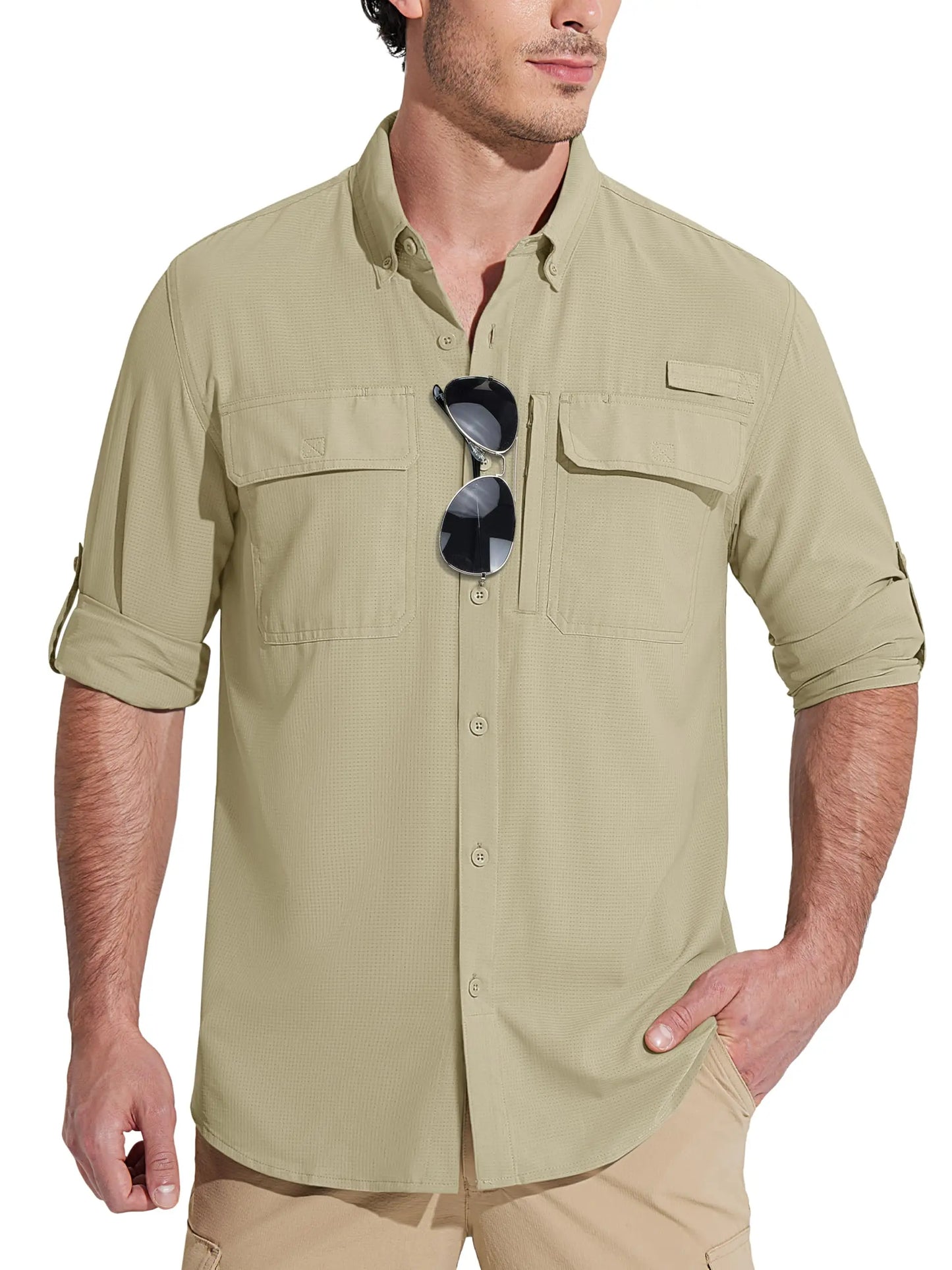 MAGCOMSEN Men's Long Sleeve Shirt with 3 Pockets