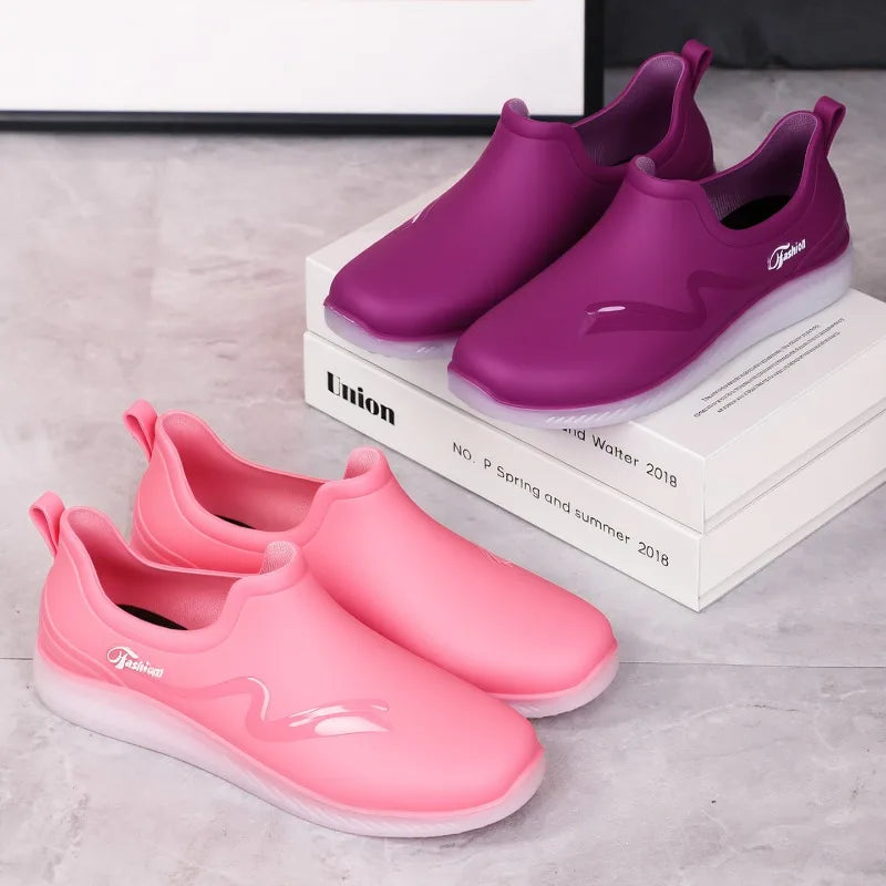 Low-top Rain Shoes, Women's Summer, Flat-soled Wear-resistant, Light Rain boots