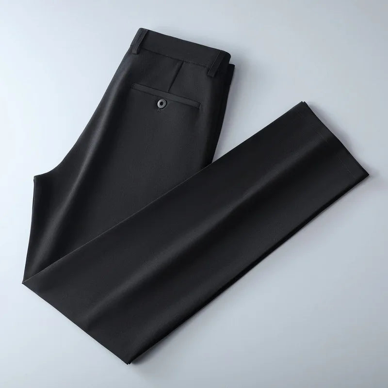 Men's straight leg office black deep blue pants