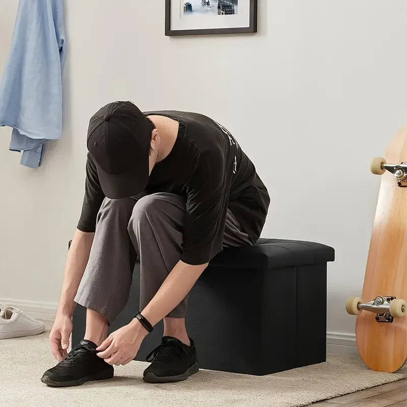 15/30/43 Inch Storage Stool Ottoman,Shoe Bench with Cushioned Seat, Bedside Cabinet & Footrest for Living Room/Bedroom/Office