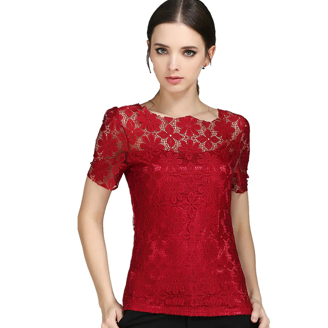 women tops Lace Shirt Blusas Femininas Blouses & Shirts New Fashion Short sleeve Women Blouse plus size Women Clothing 5XL