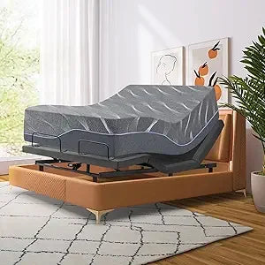 Twin XL Adjustable Bed Base with Mattress, 14 Inch Grey Gel Memory Foam Medium-Firm Mattress in Box, Adjustable Bed Frame with T