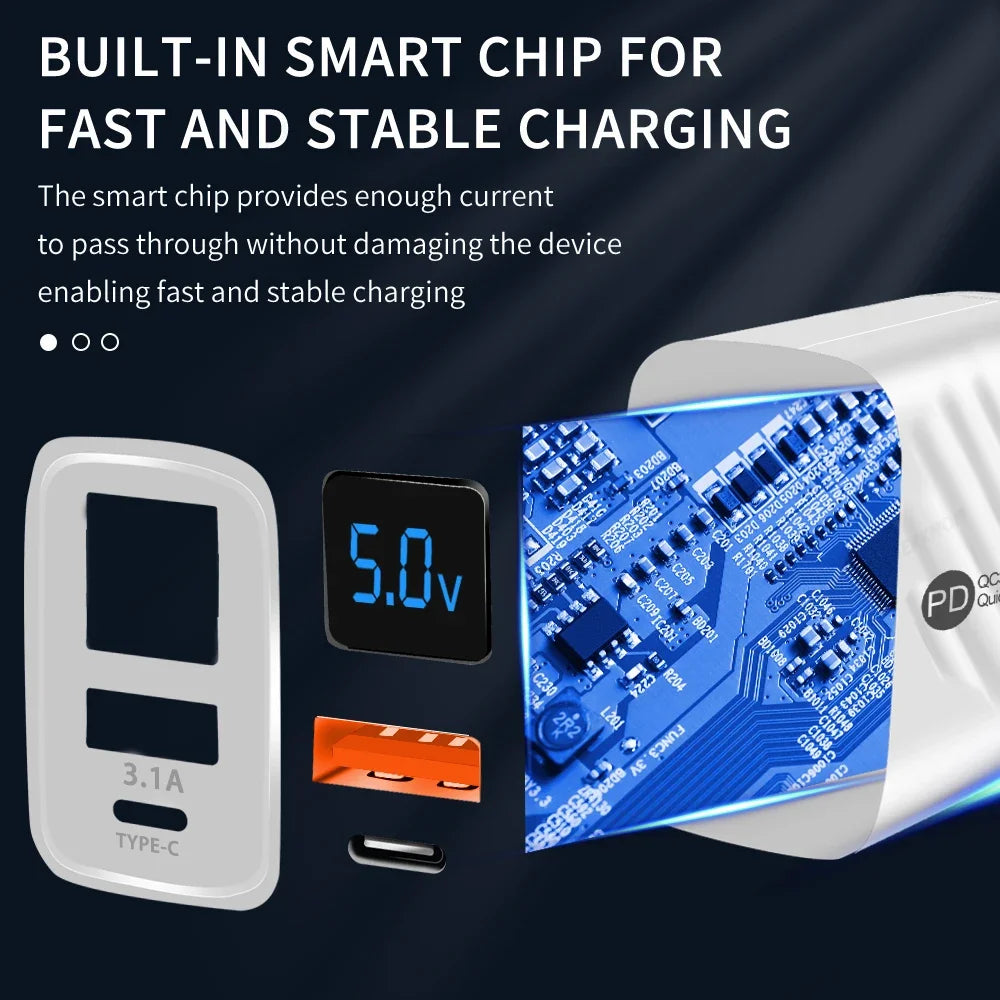 USB C Charger 20W PD Fast Charging Phone Charger Adapter For iPhone Samsung Xiaomi Huawei Quick Charge EU/US Plug Wall Charger