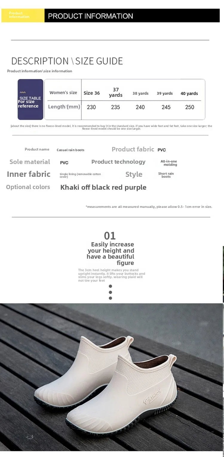 New Fashion Rain Shoes Women's Wear- resistant Short Tube Outer Wear Rain Boots Water Shoes Non-slip Car Wash Shoes