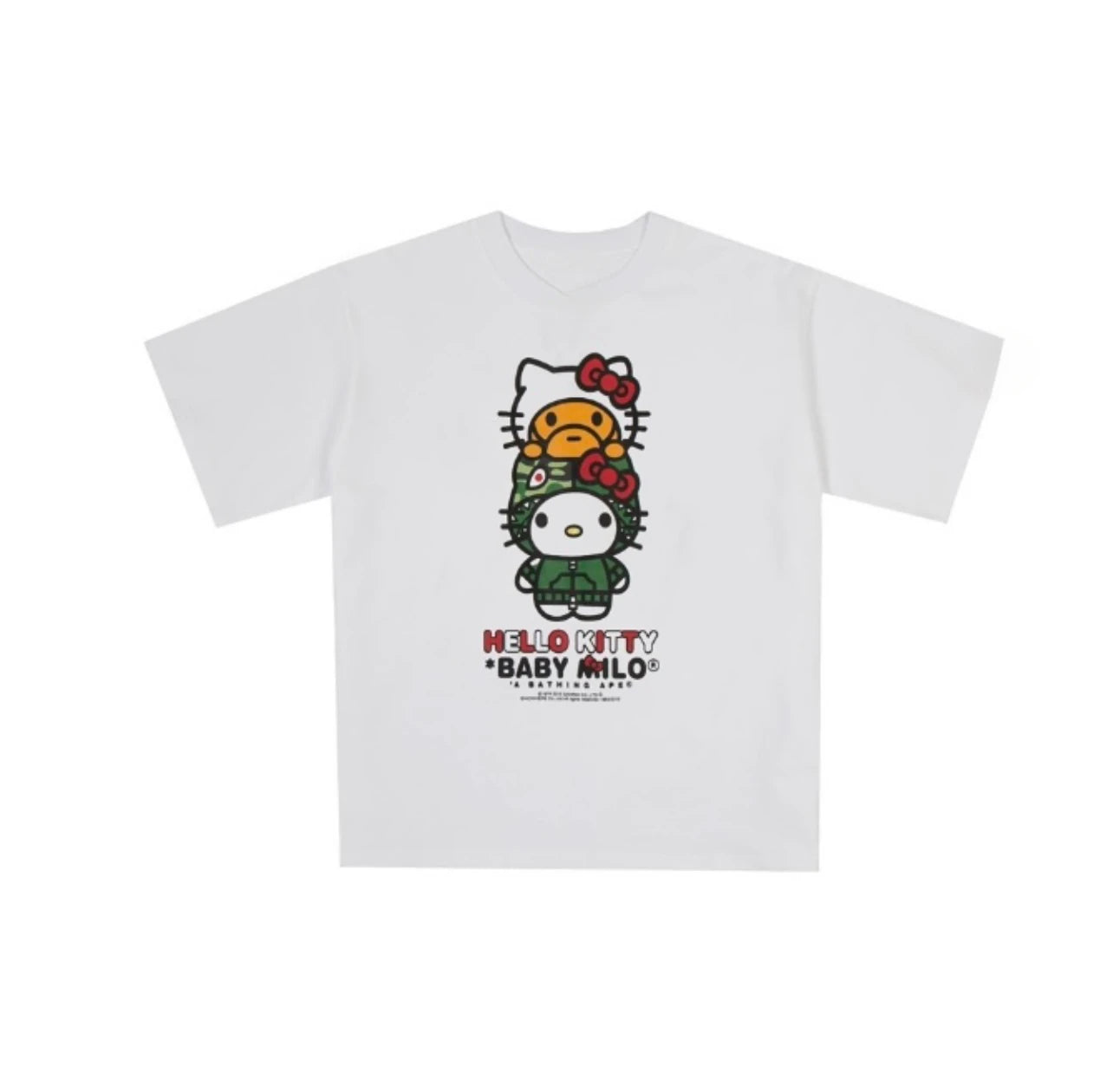 HelloKitty Sanlio Classic INS Letter Print Cotton Loose Male and Female Couple Short Sleeve T-shirt Is for Both Men and Women