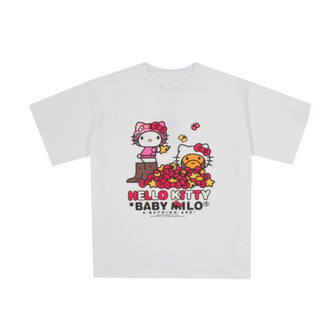 HelloKitty Sanlio Classic INS Letter Print Cotton Loose Male and Female Couple Short Sleeve T-shirt Is for Both Men and Women