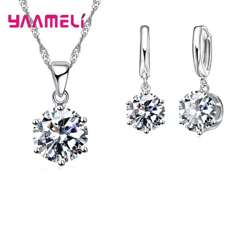 34 Designs Big Promotion 925 Sterling Silver Jewelry Set for Woman Girl Pearl Rhinestone Zircon Pendant Necklace Earrings Chain