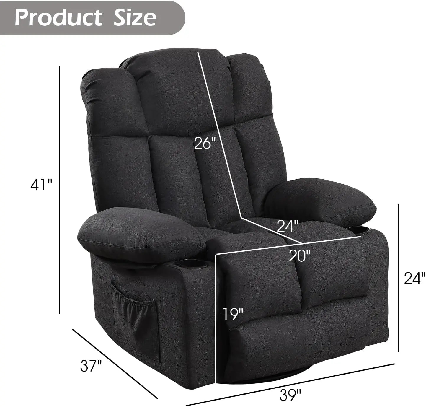 Massage Swivel Rocker Recliner with Heat and Vibration for Living Room Bedroom