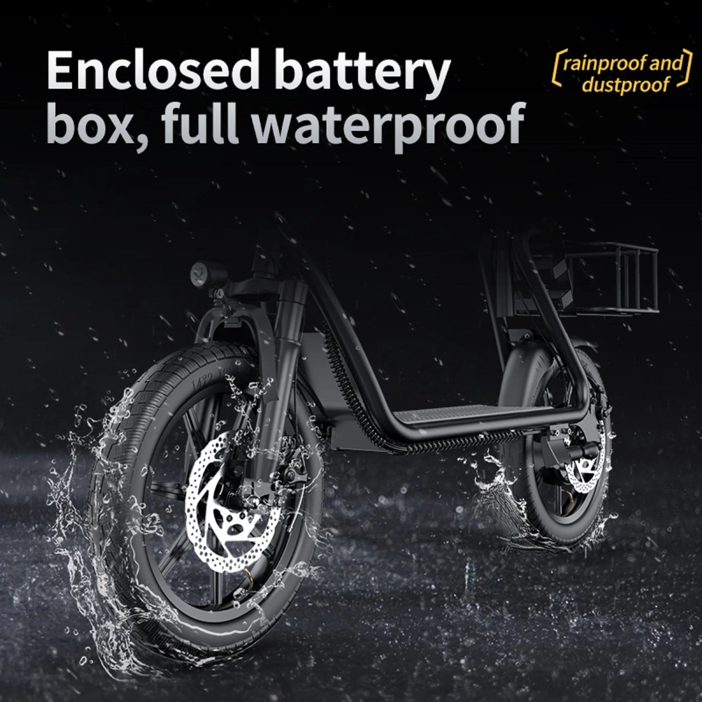 AOVOPRO 500W 14inch Electric Bicycle 10.4AH Battery 28Miles Max Range 22MPH Max Speed Shock Absorption Foldable Adult Ebike