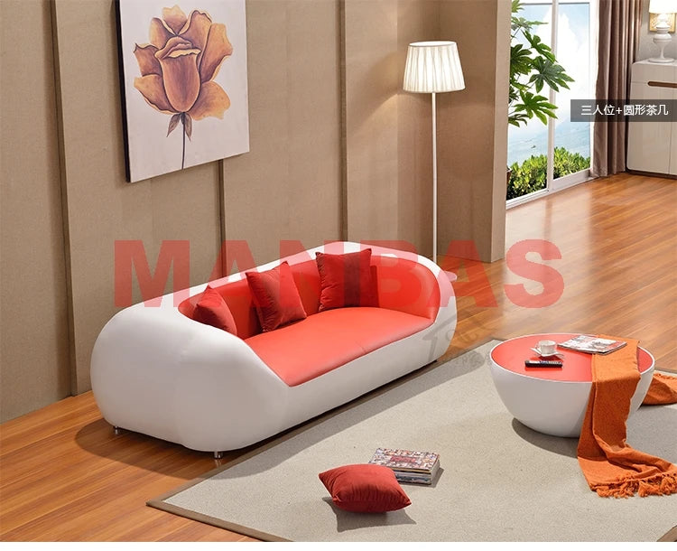 MANBAS Italian Genuine Leather Couch Top Grade Cow Leather Sofas Personality Creativity Living Room Chair Arc Modern Furniture