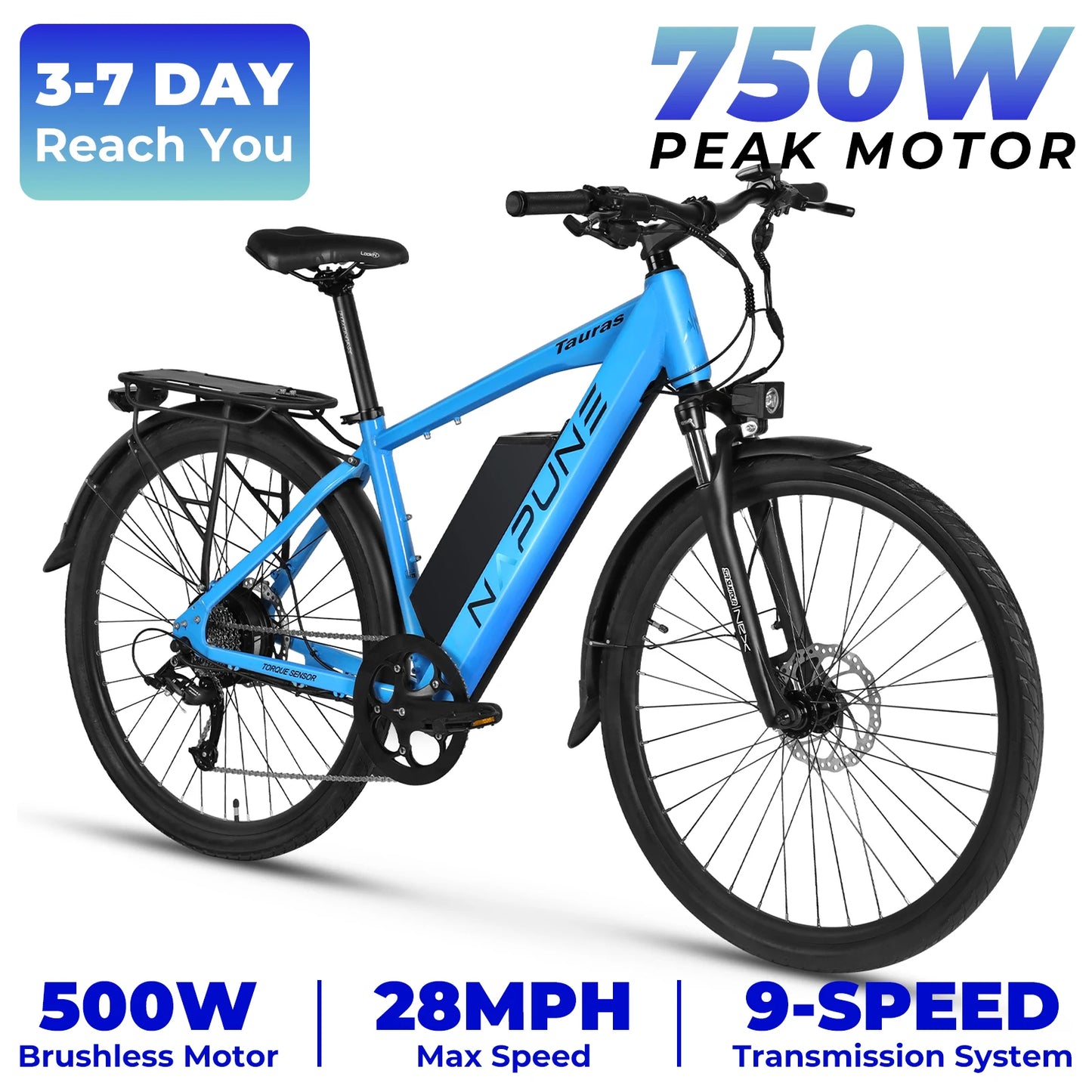 Adult electric bicycle, 26 inch electric mountain bike with detachable battery, 720W peak 36V motor, 7-speed 20MPH Ebike