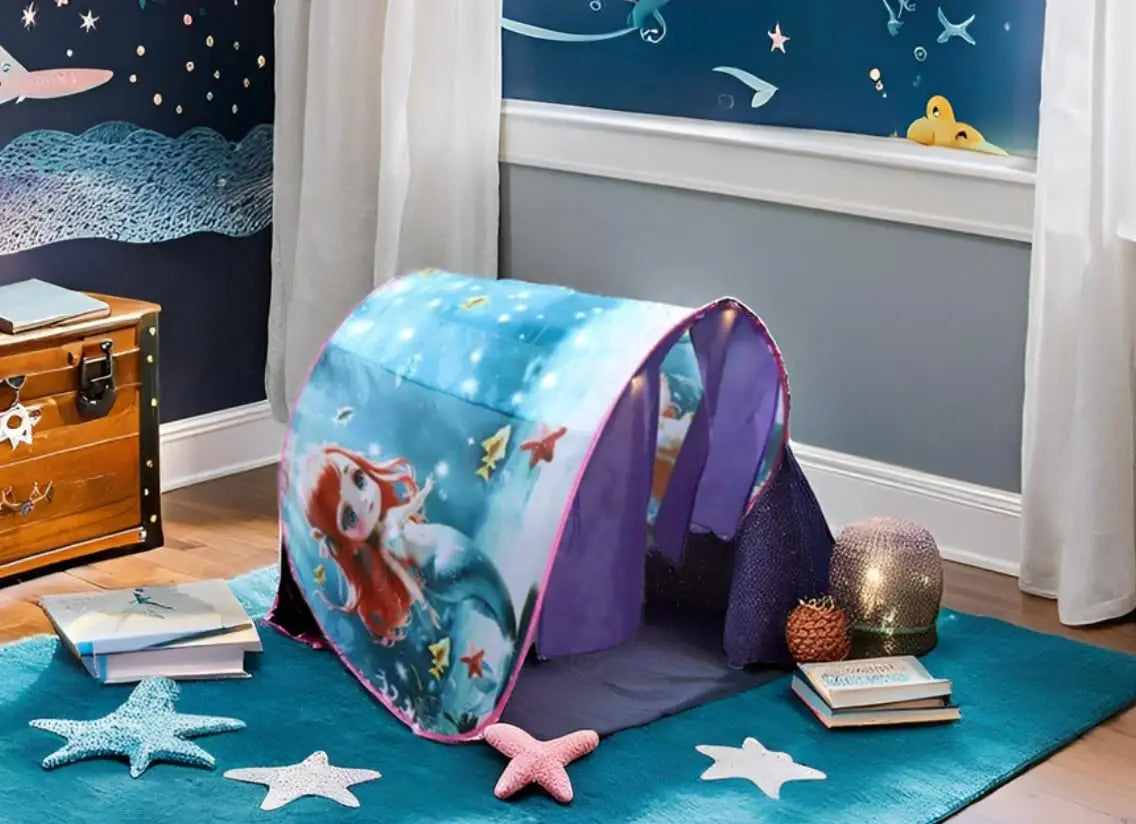 Dream Tent with light show for Kids Bed with Storage Pocket Foldable Kids Tent on Bed Mosquito Net Tent