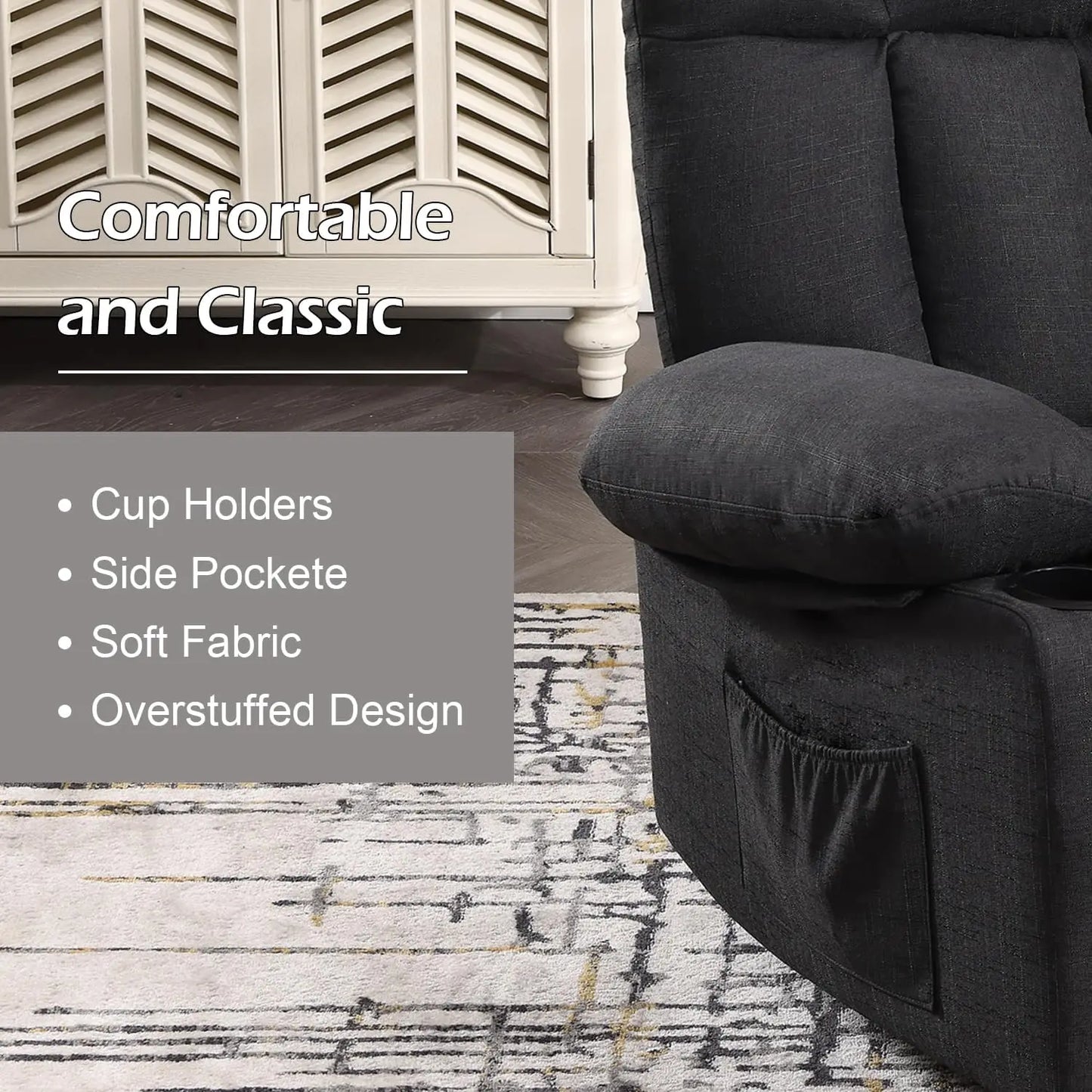 Massage Swivel Rocker Recliner with Heat and Vibration for Living Room Bedroom