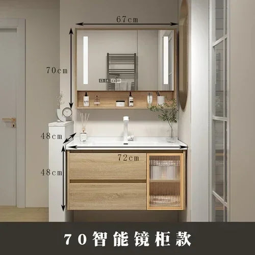 Jewelry Locker Decorations Bathroom Cabinet Small Mirror Wooden Closet Display Cabinet Shelves Washbasin Gabinetesalon Furniture