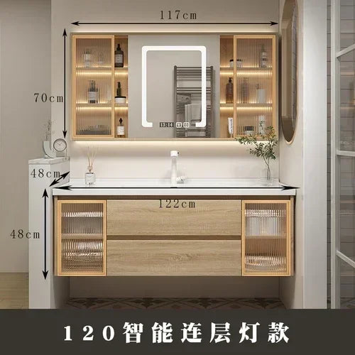 Jewelry Locker Decorations Bathroom Cabinet Small Mirror Wooden Closet Display Cabinet Shelves Washbasin Gabinetesalon Furniture