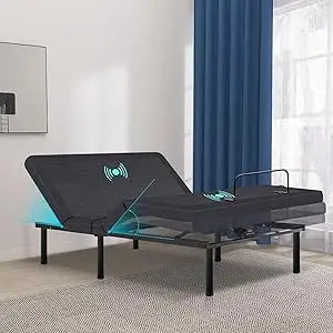 Twin XL Adjustable Bed Base with Mattress, 14 Inch Grey Gel Memory Foam Medium-Firm Mattress in Box, Adjustable Bed Frame with T