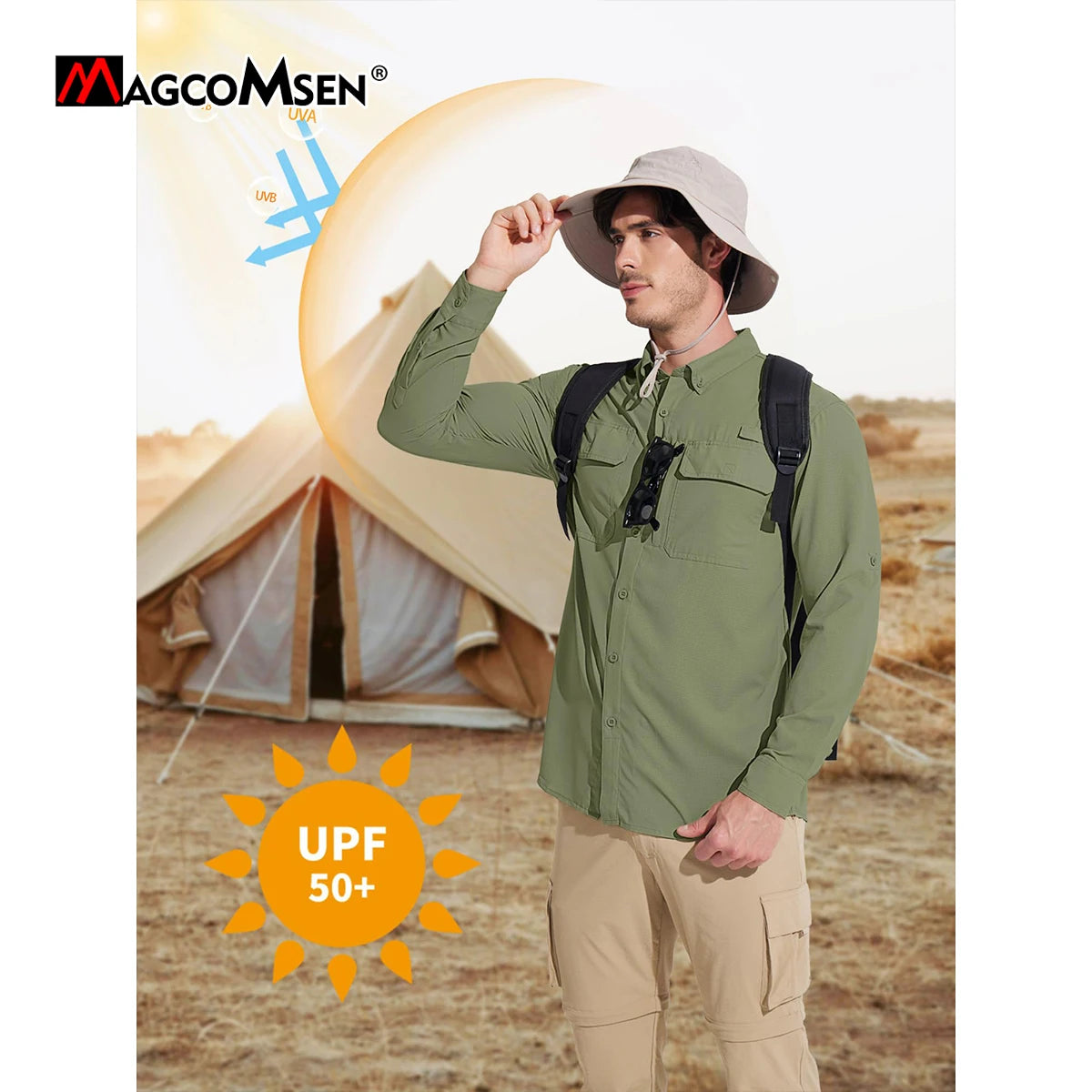 MAGCOMSEN Men's Long Sleeve Shirt with 3 Pockets