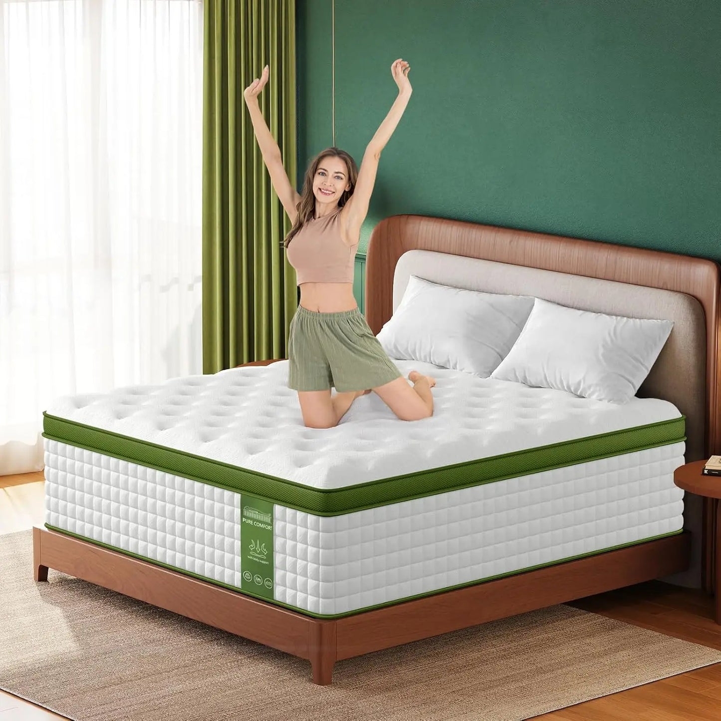 BedStory 14'' Full/King/Queen Size Hybrid Mattress, Gel Memory Foam & Pocket Springs for Pressure Relief, Manufactured in USA