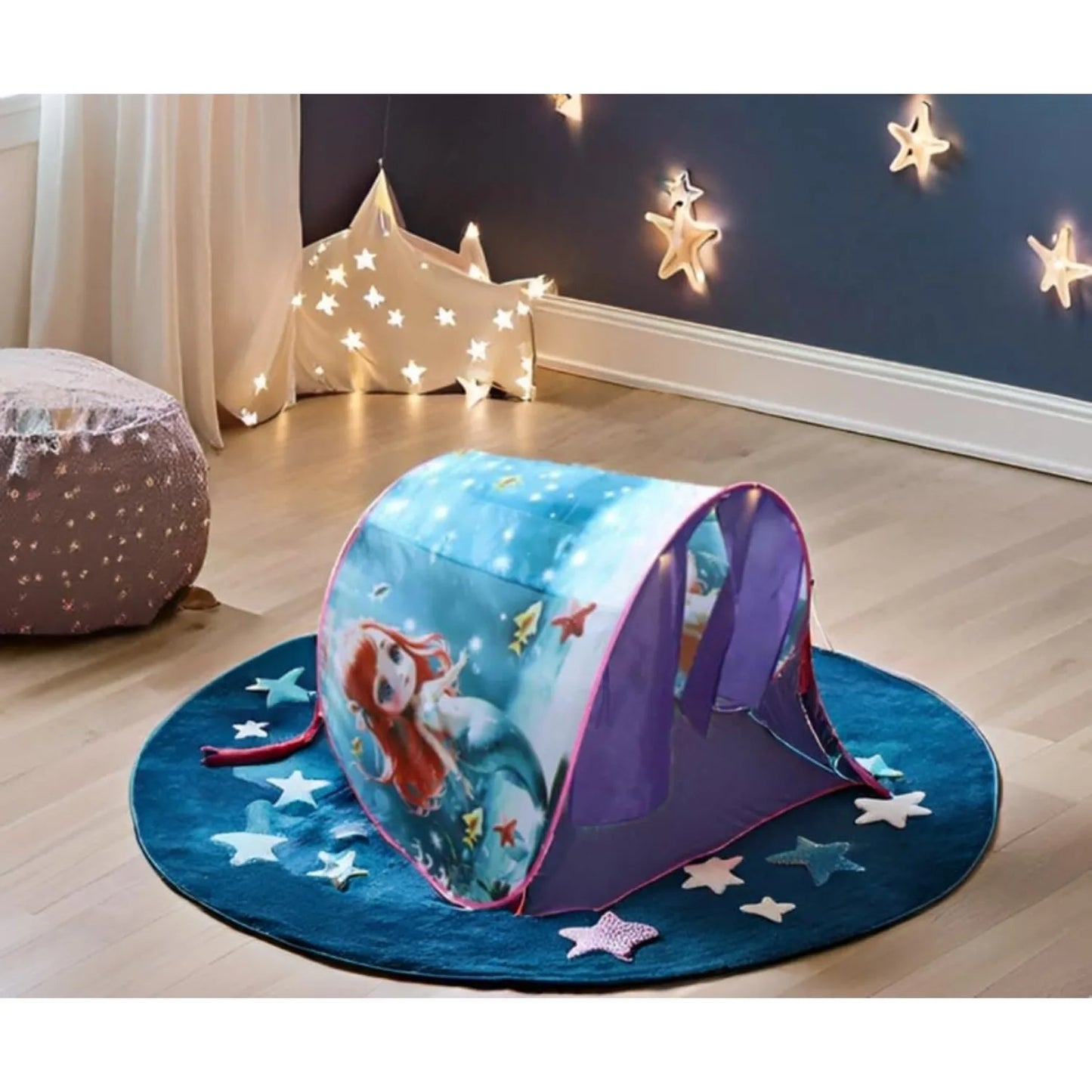 Dream Tent with light show for Kids Bed with Storage Pocket Foldable Kids Tent on Bed Mosquito Net Tent