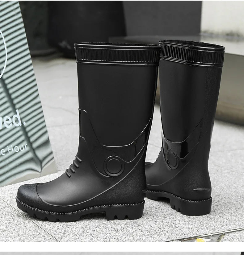 Fashion Boots for Couples High Rain Shoes Waterproof Galoshes Husband Fishing Work Garden Rainboots Women and Men Rubber Shoes