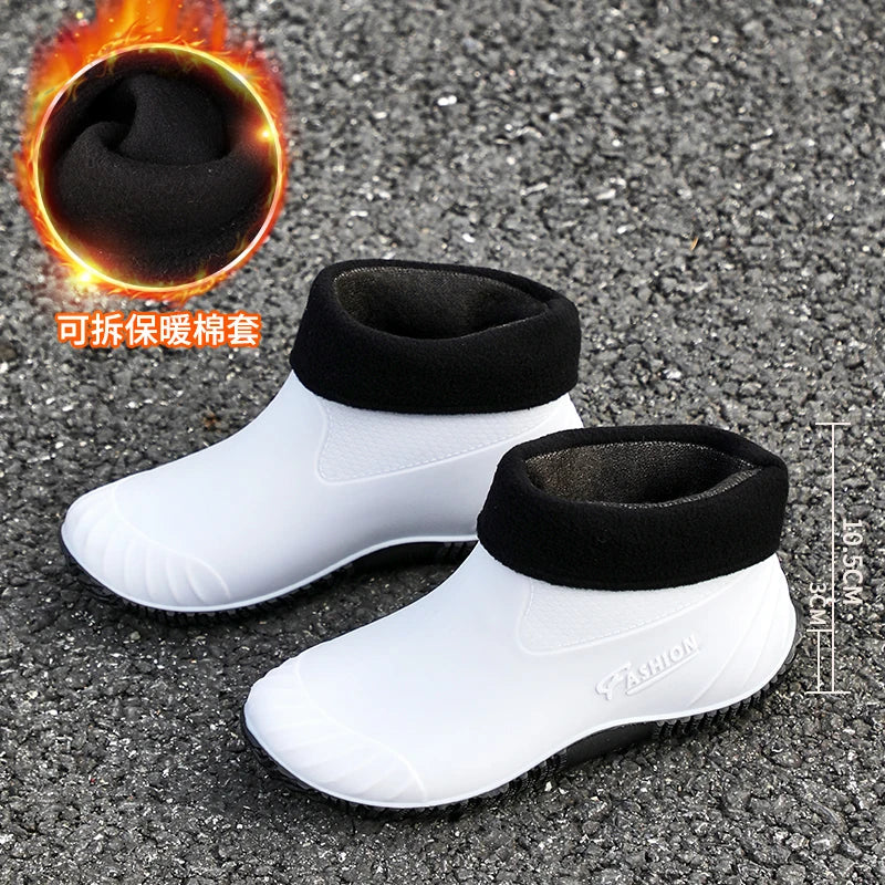 New Fashion Rain Shoes Women's Wear- resistant Short Tube Outer Wear Rain Boots Water Shoes Non-slip Car Wash Shoes