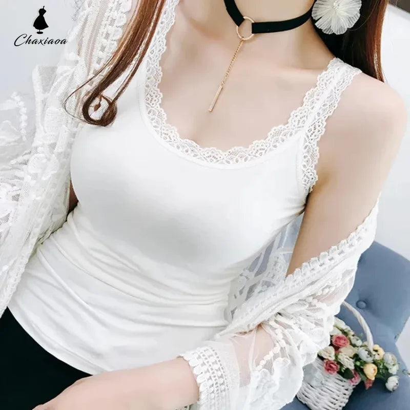 Camisole Plus Size Lingere Tank Top Lace Strap White Black Sleep Vest Bralette Crop Top Sexy Camis Slim Corset Undershirt Tanks