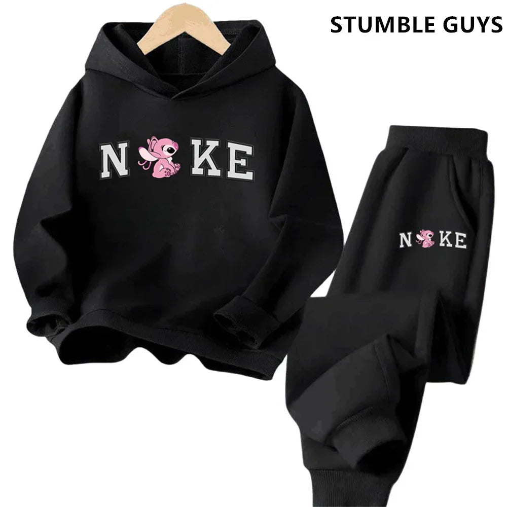 Children's Clothing Stitch Hoodie Set Boys Girls Casual Long-sleeved Sweatshirts Tops2-13 Years Old Kids Casual Trucksuit