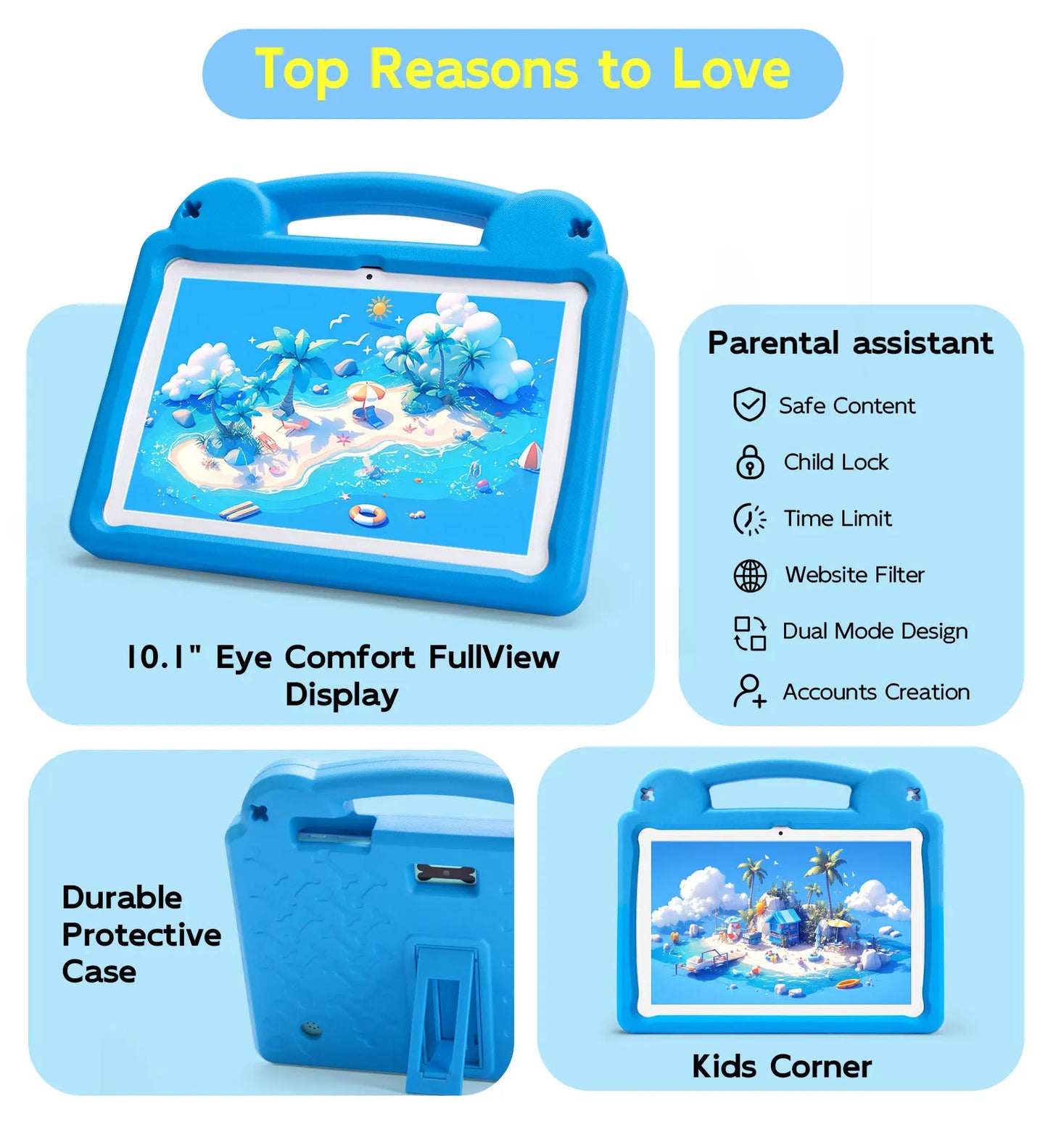 ANRY 2025 Kids Tablet Android 15 10.1 Inch A523 2.0GHZ 8GB(4+4 Expand) RAM 64GB ROM Octa-Core 5000Mah Tablets Children's Gifts