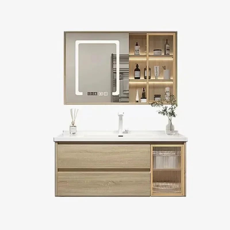 Jewelry Locker Decorations Bathroom Cabinet Small Mirror Wooden Closet Display Cabinet Shelves Washbasin Gabinetesalon Furniture