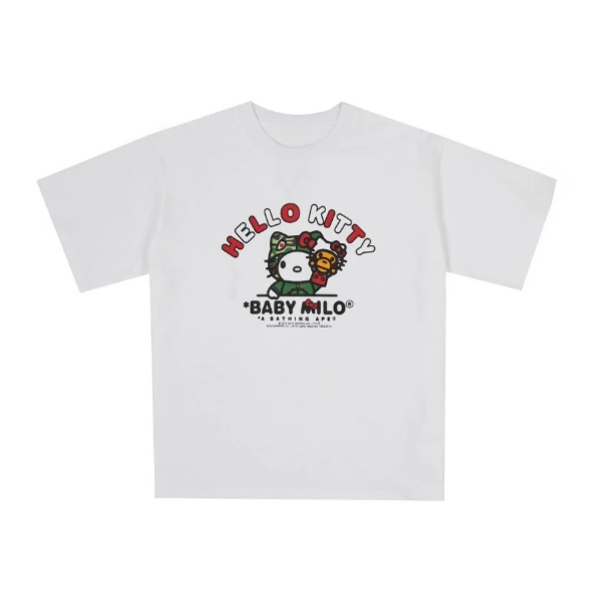 HelloKitty Sanlio Classic INS Letter Print Cotton Loose Male and Female Couple Short Sleeve T-shirt Is for Both Men and Women