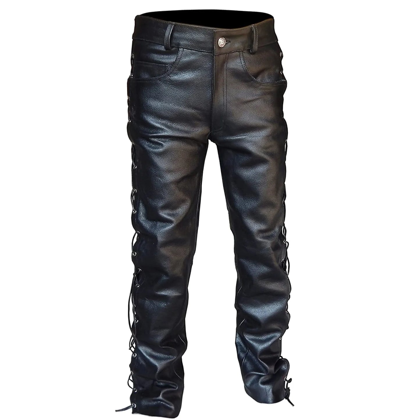 Plus Size 5XL Retro Mens Casual Trousers Straight Solid Black Pants