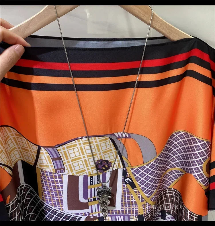 women print satin blouses summer vintage women batwing sleeve print shirts tops lady's satin tops