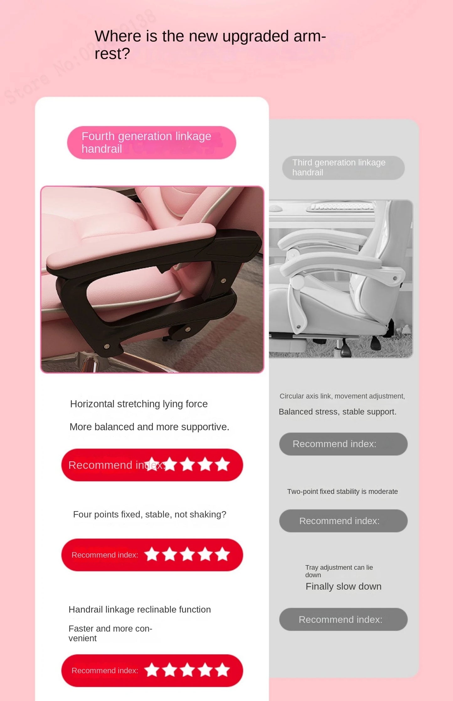 Pink Gaming Chair for Girls Home Computer Office Chair Comfortable Pink PU Leater Bedroom Sofa Reclining Writing Desk Chairs