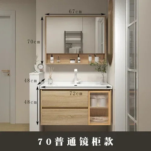 Jewelry Locker Decorations Bathroom Cabinet Small Mirror Wooden Closet Display Cabinet Shelves Washbasin Gabinetesalon Furniture