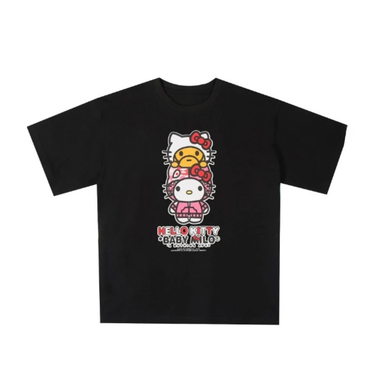 HelloKitty Sanlio Classic INS Letter Print Cotton Loose Male and Female Couple Short Sleeve T-shirt Is for Both Men and Women