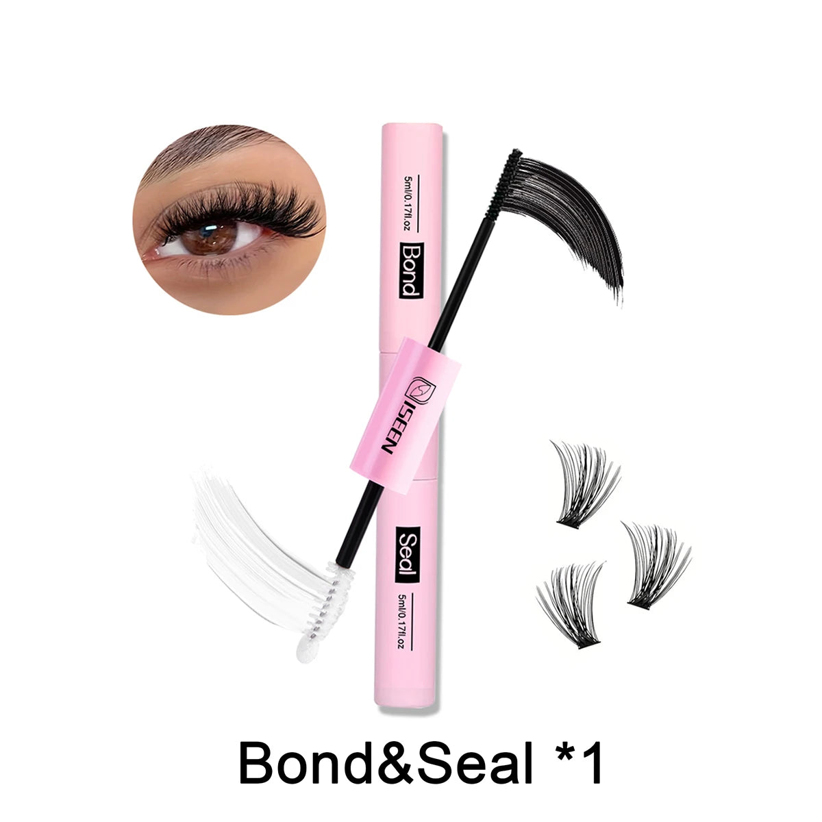ISEEN Eyelash Bond & Seal 10ml Eyelash Glue Remover 5ml Eyelash Curler Eyelash Brush Tweezer Kit Makeup