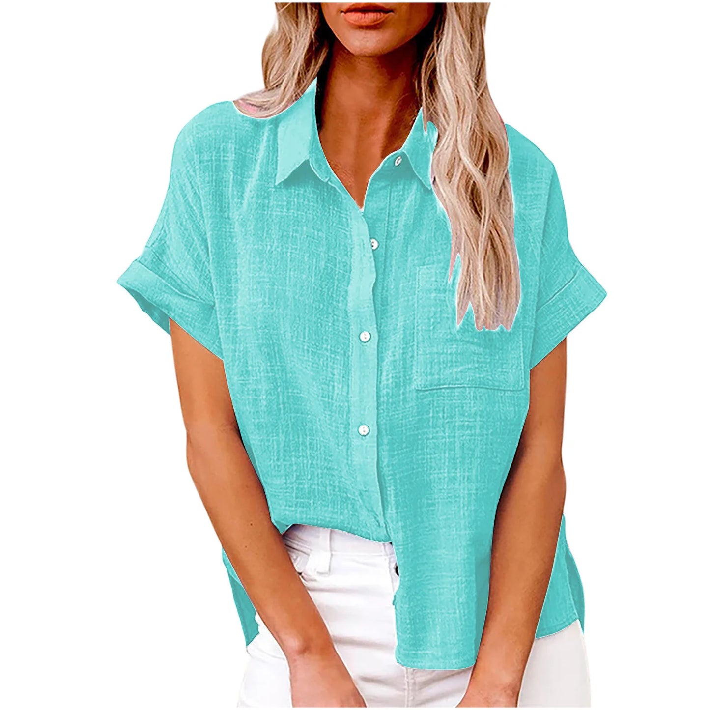 2024 Summer Women's Cotton Blouse Linen Shirt Short Sleeve Casual Loose Shirt S-5XL Camisa Blancas Para Mujeres Blusas Feminina