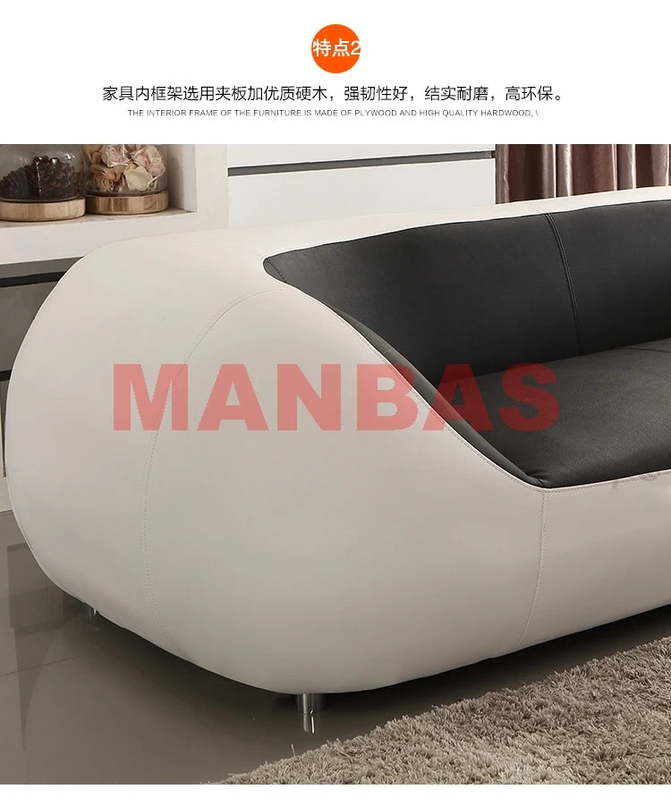 MANBAS Italian Genuine Leather Couch Top Grade Cow Leather Sofas Personality Creativity Living Room Chair Arc Modern Furniture