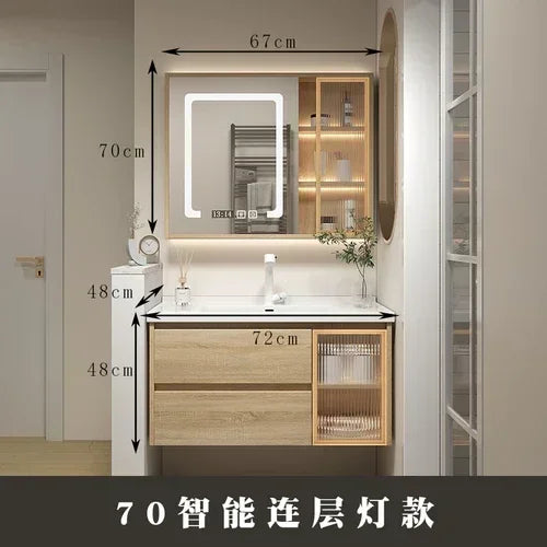 Jewelry Locker Decorations Bathroom Cabinet Small Mirror Wooden Closet Display Cabinet Shelves Washbasin Gabinetesalon Furniture