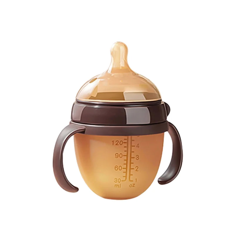 New 0-36 months baby nano-silicone bottle 240ml 150ml with handle Breastmilk-like design Soft milk pulling