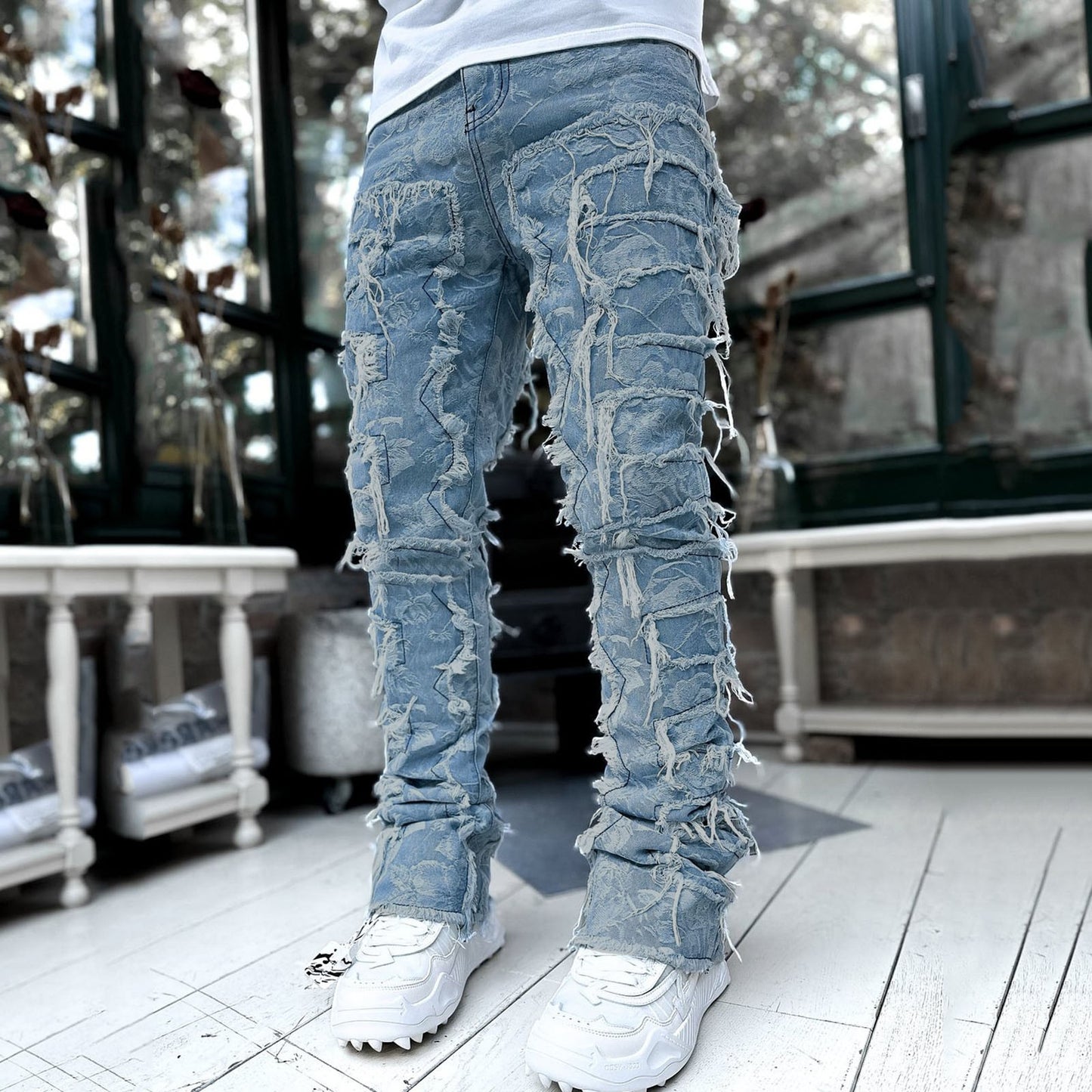 Men Casual Tassels Multi Pocket Cargo Pants