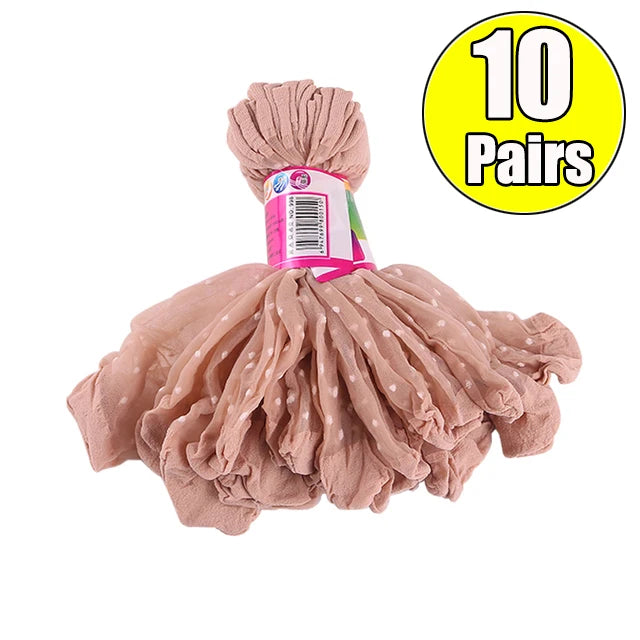 Black Dot Transparent Socks Ultra-thin Elastic Women Crystal Silk Socks Nylon Fashion Ladies Summer Short Ankle Socks
