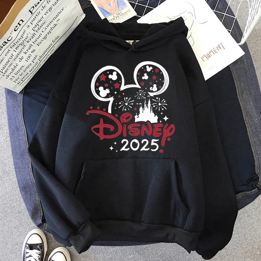 2025 Disney Mickey Minnie Family Vacation Printed Hoodie Autumn My First Disney Trip Pullover Tops Women Casual Sweatshirt
