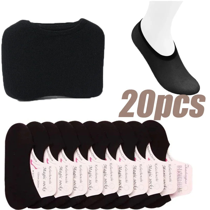 30pairs Summer Short Socks Women Invisible Thin Boat Socks Female Non-slip Seamless Ice Silk Ankle Sox High Heels Slippers Sock