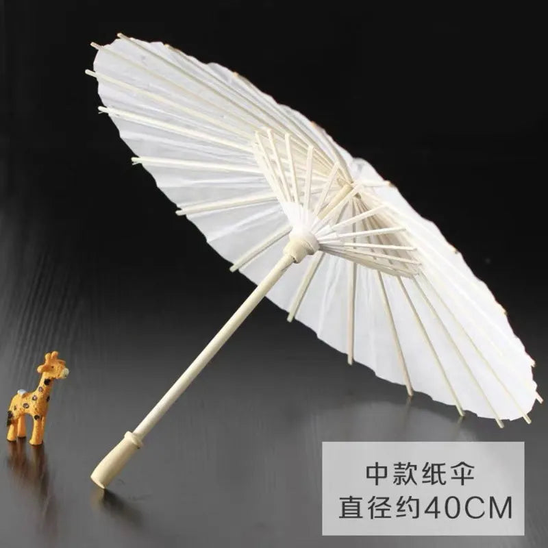 20cm-84cm Parasol Umbrellas Wedding Photo Cosplay Prop Paper Umbrella DIY Hand-painted White Umbrella Summer Whites Party Decor